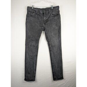 True Religion Jeans Men's 38x33 Black Rocco Flap Relaxed Skinny Jeans